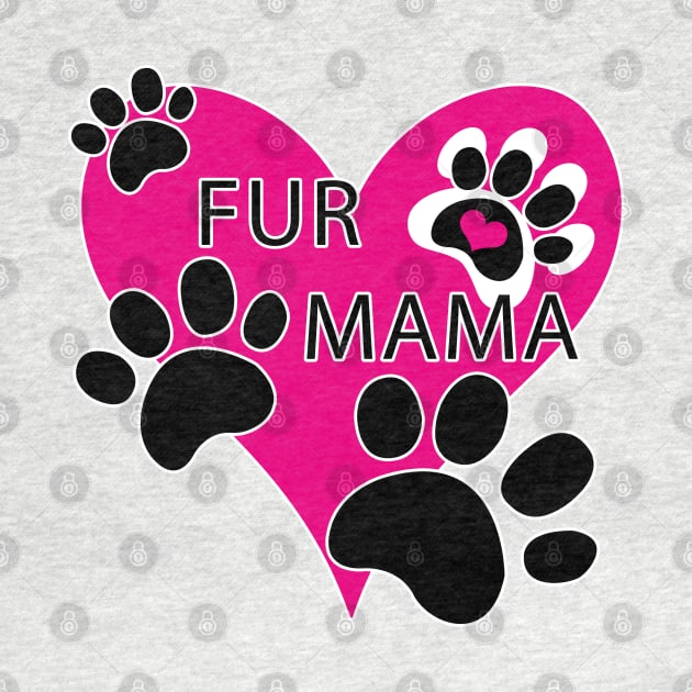 Fur Mama Pink Heart Paw Prints by TLSDesigns